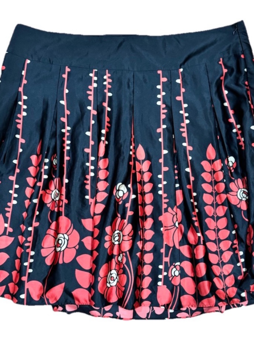 Mossimo Supply Co. Navy Midi Skirt with Pink Floral Stripe Print - Picture 1 of 6